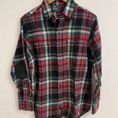 ポロバイラルフローレン　赤と黒のチェック柄 長袖ネルシャツ