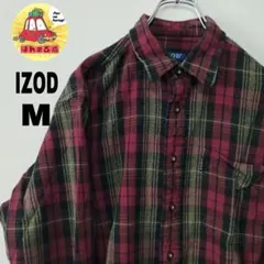 usa古着 IZOD ネルシャツ M えんじ　ブラック　チェック