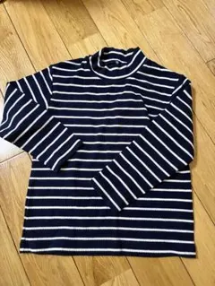 ネイビーとホワイトのストライプ長袖シャツ L