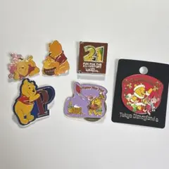 6個セット プーさん ピンバッジ ビンテージ ディズニーランド
