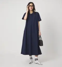 24ss】RERACS フロントタックボタンダウンポロドレス ワンピース