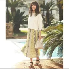 any SiS スプリングパネルプリントスカート　イエロー