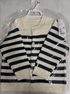 ストライプカーディガン 100cm アイボリー/ネイビー