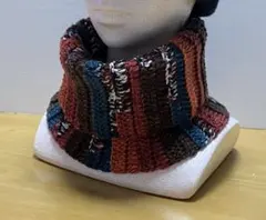 ネックウォーマー　手編み　秋冬　段染め　茶色・オレンジ系　＊エブリデイ カラフル