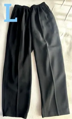 美品　ウエストゴム　スラックス LL 裏地あり　L