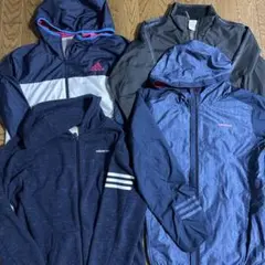 adidas フード付きジャケット ネイビー/ホワイト/ピンク