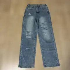 ダメージ加工 ストレートデニムパンツ