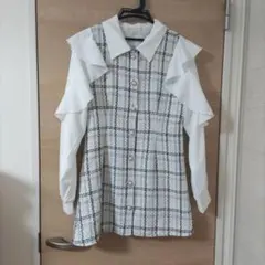 GRLツイードフリルスリーブミニワンピース[tg654]