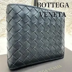 ✨極美品✨箱あり　ボッテガヴェネタ　二つ折り財布　イントレチャート　レザー　黒
