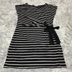 【美品①】アーヴェヴェ M 黒ボーダー チュニックワンピース