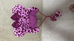 ヒョウ柄耳付き帽子 ピンク