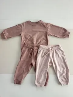 【未使用】H&M コットンスウェットシャツ＆パンツ3点セット　86cm