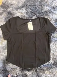 H&M ダークブラウン 半袖Tシャツ XL