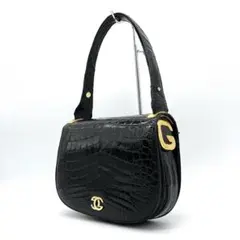 GUCCI ハンドバッグ　オールドグッチ　本革×クロコダイル　ネイビー GUCCI ハンドバッグ オールドグッチ 本革×クロコダイル ネイビー