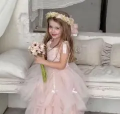 超美品‼️１歳２歳３歳誕生日　ドレス　ピンク　チュール　セレモニードレス