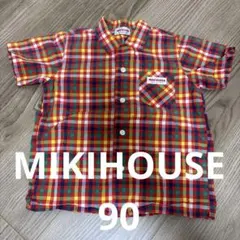 MIKIHOUSE 襟付き ブラウス シャツ 半袖 チェック サイズ90