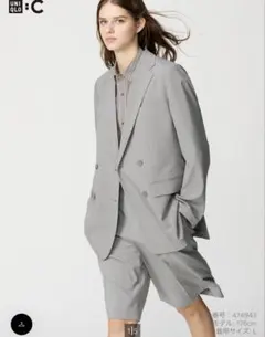 UNIQLO C 感動ダブルジャケット　ライトグレー　M