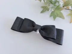 リボン ヘアクリップ 黒 エレガント