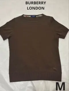 ❤️ 美品　BURBERRY LONDON 半袖ニット 裾刺繍ロゴ　裾ボタン