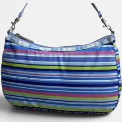✨良品✨ レスポートサック アクセサリーポーチ マルチカラー ストライプ 水色