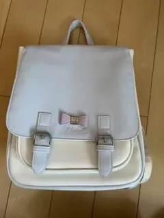 ピンクラテ リボン付き水色と白のリュック