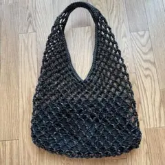 ZARA メッシュ　編み上げ　ショルダー　バック　ブラック