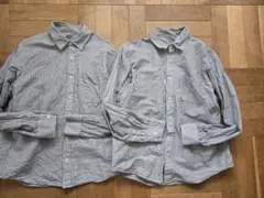 無印良品★メンズ 長袖ヘンプ綿ストライプシャツ M2枚セット