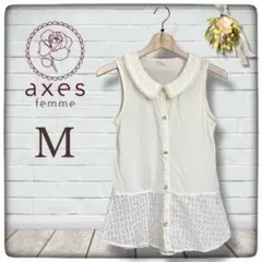 美品 axes femme レース襟 ノースリーブ ブラウス　シャツ　姫系　上品