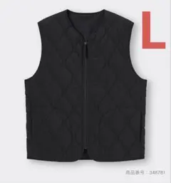 GU ジーユー ヒートパデッドキルティングベスト 黒 ブラック Lサイズ OVYのサムネイル