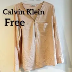 美品✨Calvin Klein 長袖シャツ ピンク 【Free 】ロールアップ袖