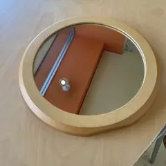 円形ゴールドフレーム壁掛け鏡 約29cm