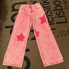 新品　shein ピンク　スター デニムパンツ 11Y