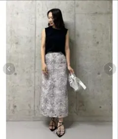 MilaOwenミラオーウェンシアーモチーフファブリックストレートスカート