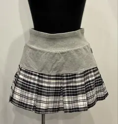 トミーガール、リバーシブルグレー チェック プリーツミニスカート