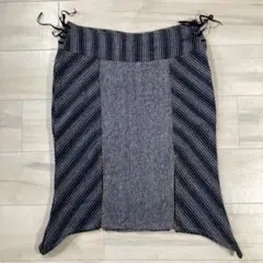 アシンメトリースカート レースアップ ミディ丈 レディース モード Y2K 古着