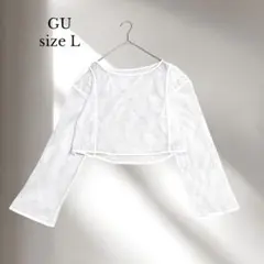 ジーユー メッシュトップス【L】クロップド丈 大きめ ゆったり カジュアル 春夏