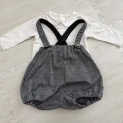 グレー系チェック サロペット風 服 入学式 80 男の子 フォーマル