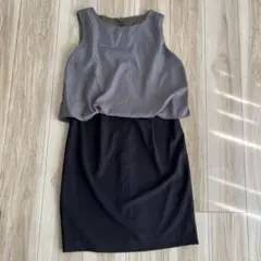 ノースリーブひざ丈ワンピース グレーと黒11号