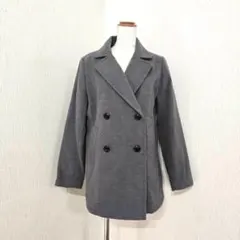 ショコラフィネローブ グレーPコート（M）ミドル丈 アウター シンプル 秋冬