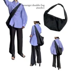 新品｜メッセンジャー ショルダーバッグ ナイロン 黒 ブラック 大容量 韓国