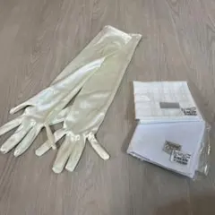 アイボリー サテン ウェディンググローブ セット
