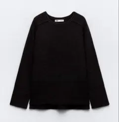 ZARA　リブニットセーター サイドスリット深め　黒 長袖　セーター　ニット
