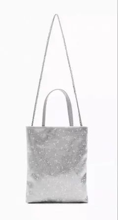 【新品】ZARA シルバーラインストーン　キラキラショルダーバッグ