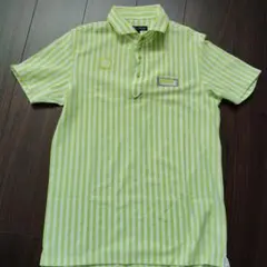 23区GOLF★黄緑ストライプ ポロシャツ