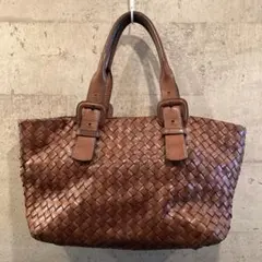 サザビー♦️ブラウンレザー編み込みトートバッグ
