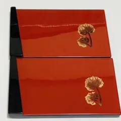 【新品未使用】高級 川連漆器 漆 扇面蒔絵 赤 黒 和食器 菓子皿 秋田 ふき