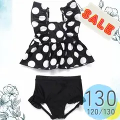 新品 女の子 セパレート 水玉 130 3点 帽子付 プティマイン ブランシェス