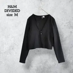 エイチアンドエム リブ ショート丈 カーディガン ブラック 冷房対策 H1132