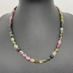 K18/トルマリンネックレス　マルチカラー