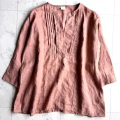 アーバンリサーチドアーズ 麻100%七分袖ピンタックブラウス F 定価8.2千